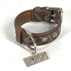 FENDI 8AC016 zucca dog collar dog pet Accessories Dogs Collar Leather Brown